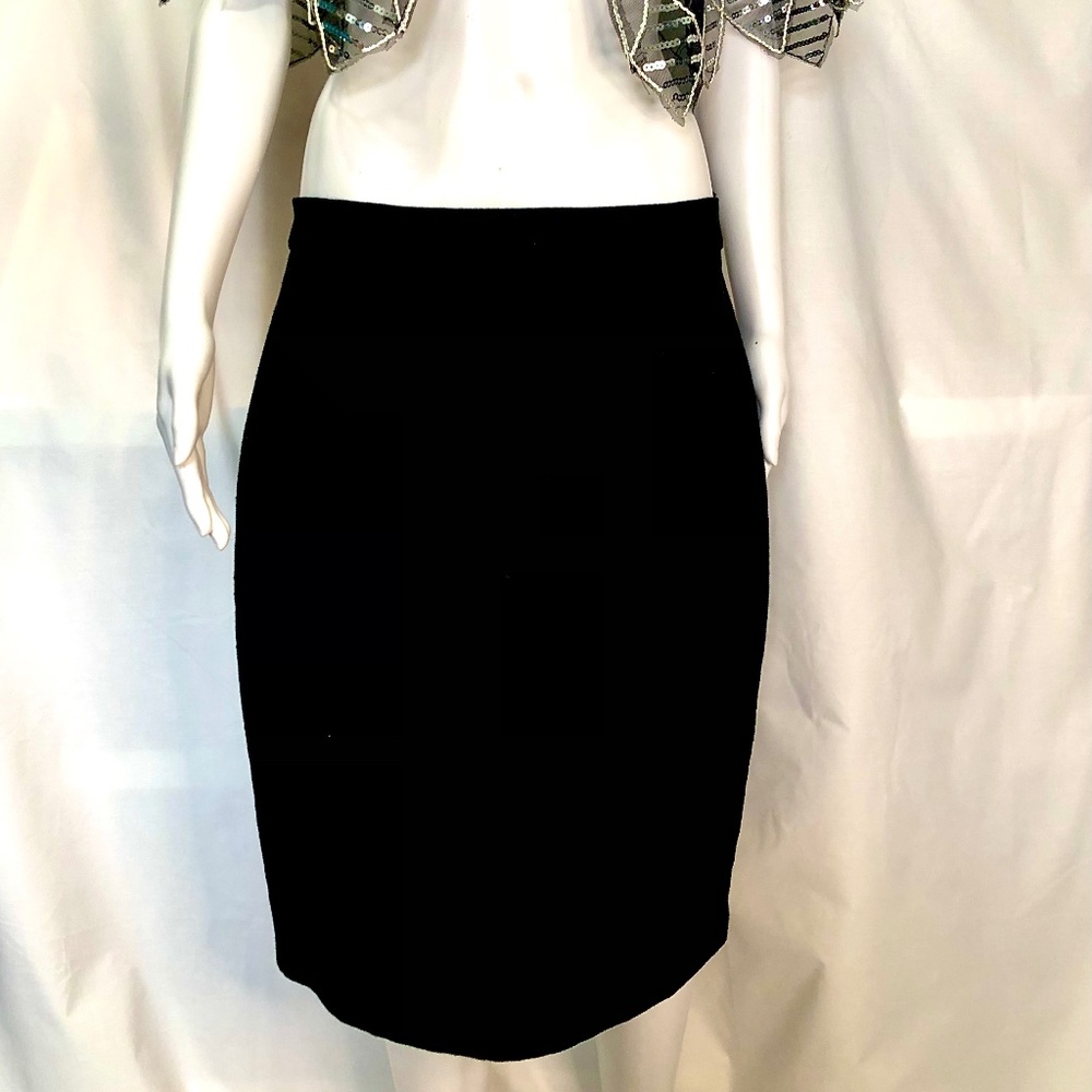 Lanvin Hiver 2014 Black Wool And Silk Pencil Skirt, Size 8
